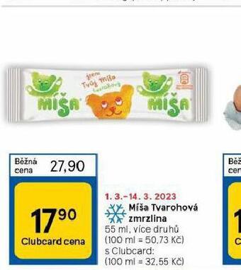Tesco Míša tvarohová zmrzlina nabídka