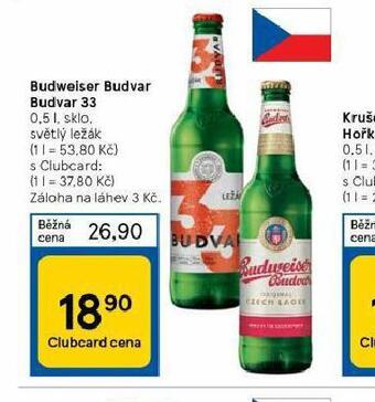 Tesco Pivo budweiser budvar original nabídka