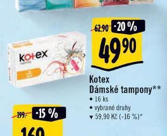 Albert Kotex dámské tampony nabídka