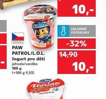 Kaufland Paw patrol / l.o.l. jogurt pro děti nabídka