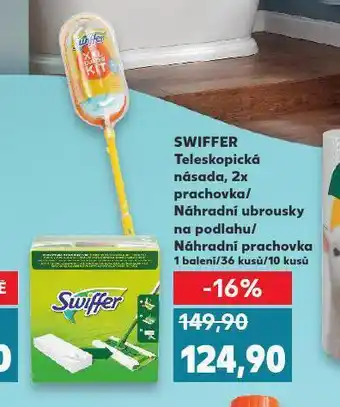 Kaufland Swiffer teleskopická násada / prachovka / náhradní ubrousky na podlahu / náhradní prachovka nabídka