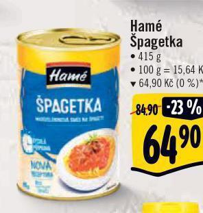 Albert Hamé špagetka nabídka