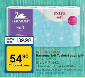 Harmony soft toaletní papír bílý 8 rolí, 3 vrstvy