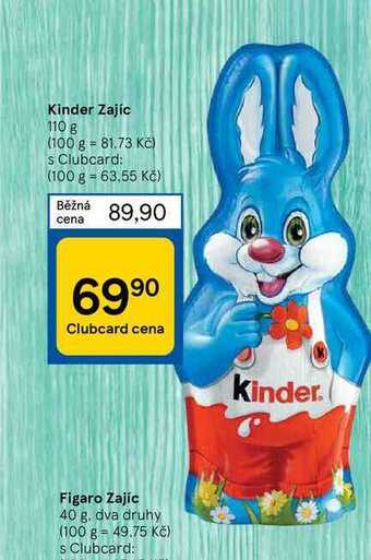 Tesco Kinder zajíc 110 g nabídka