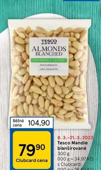 Tesco Tesco mandle blanšírované 300 g nabídka