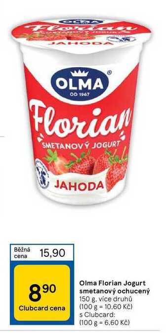 Tesco Olma florian jogurt smetanový ochucený 150 g nabídka