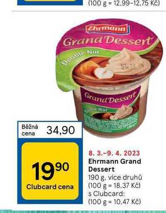Tesco Ehrmann grand dessert 190 g nabídka
