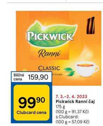 Tesco Pickwick ranní čaj 175 g nabídka
