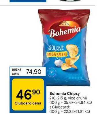 Tesco Bohemia chipsy 210-215 g nabídka