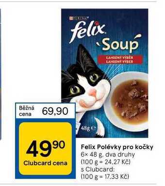Tesco Felix polévky pro kočky 6 x 48 g nabídka