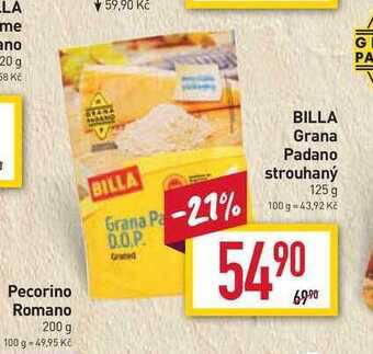 Billa Billa grana padano strouhaný 125 g nabídka