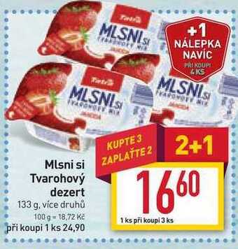 Billa Mlsni si tvarohový dezert 133 g nabídka