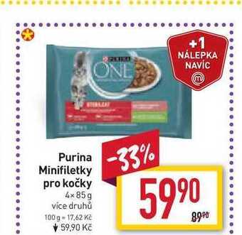 Billa Purina minifiletky pro kočky 4x85g nabídka