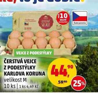 Penny Market Čerstvá vejce z podestýlky karlova koruna velikost m, 10 ks nabídka