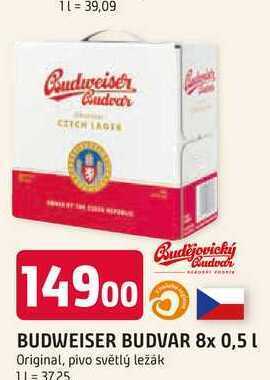 Trefa Budweiser budvar b:classic světlé výčepní pivo 8 x 0,5l nabídka