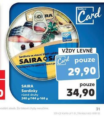 Kaufland Saira sardinky nabídka