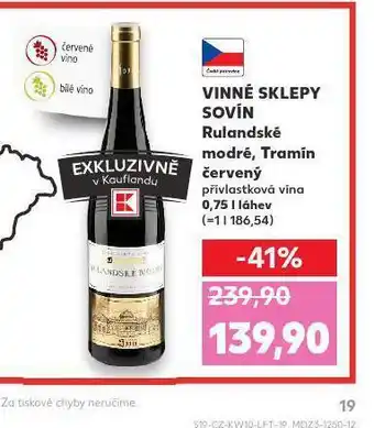 Kaufland Vinné sklepy sovín tramín červený nabídka