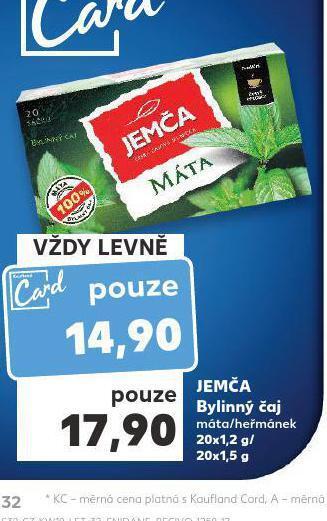 Kaufland Jemča bylinný čaj nabídka