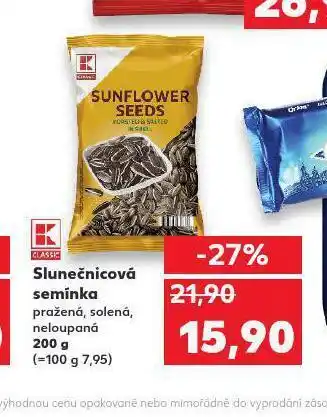 Kaufland Slunečnicová semínka pražená, solená, neloupaná nabídka