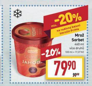 Billa Mrož sorbet nabídka