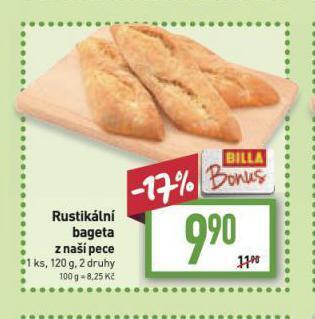 Billa Rustikální bageta nabídka