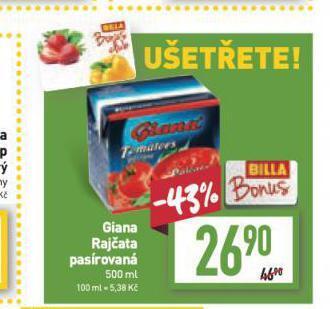 Billa Giana rajčata nabídka