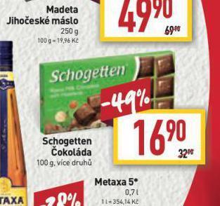 Billa Schogetten čokoláda nabídka