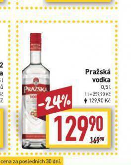Billa Pražská vodka nabídka