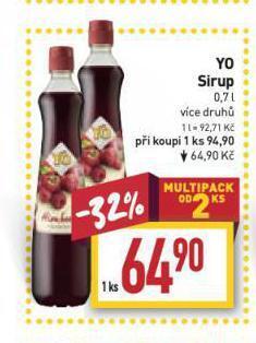 Billa Yo sirup nabídka