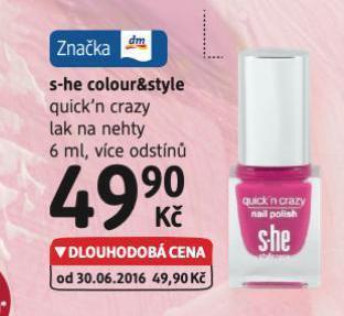 dm drogerie S-he colour&style lak na nehty nabídka