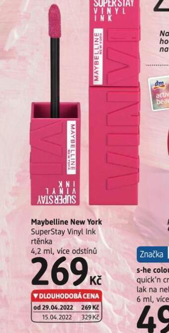 dm drogerie Maybelline new york rtěnka nabídka