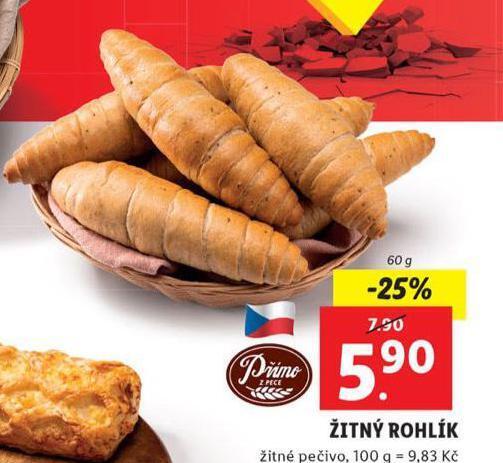 Lidl Žitný rohlík nabídka
