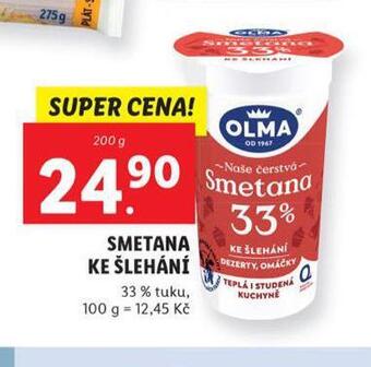 Lidl Smetana ke šlehání 33% nabídka