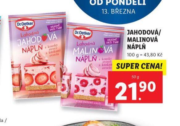 Lidl Jahodová / malinová náplň nabídka