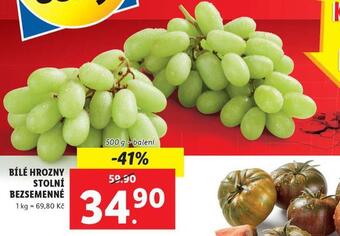 Lidl Bílé hrozny stolní bezsemenné nabídka
