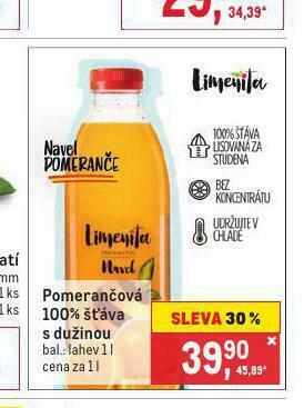 Makro Pomerančová 100% šťáva nabídka