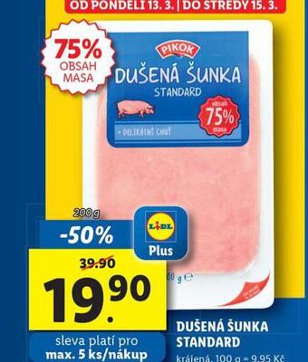 Lidl Dušená šunka standard nabídka
