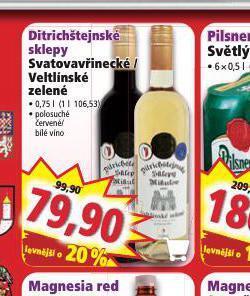 Norma Víno ditrichštejnské sklepy mikulov svatovařinecké nabídka