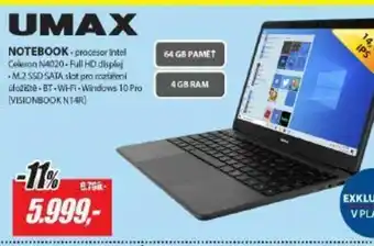 Planeo Elektro UMAX Notebook nabídka