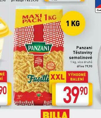 Billa Panzani těstoviny nabídka