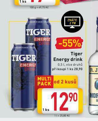 Billa Tiger energy drink nabídka