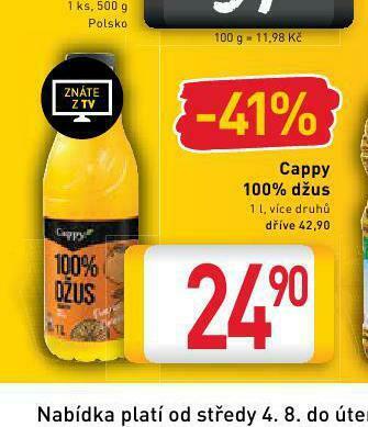 Billa Cappy 100% džus nabídka