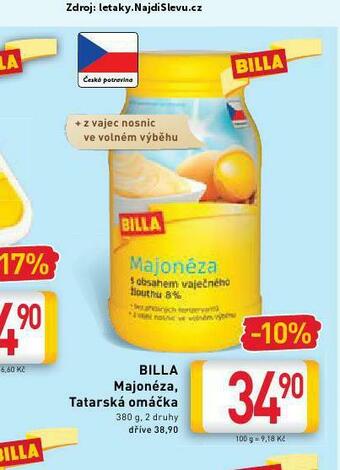 Billa Majonéza, tatarská omáčka nabídka
