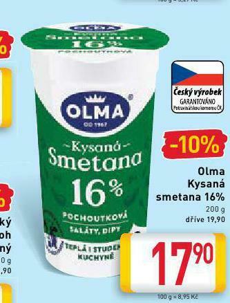 Billa Olma kysaná smetana nabídka
