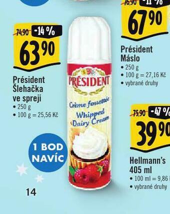 Albert Président šlehačka ve spreji nabídka
