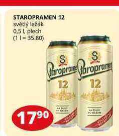 Flop Staropramen 12 světlý ležák 0,5l, plech nabídka