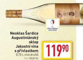 Billa Neoklas šardice augustiniánský sklep jakostní vína s přívlastkem 0,75l nabídka