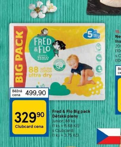 Tesco Fred & flo dětské pleny nabídka