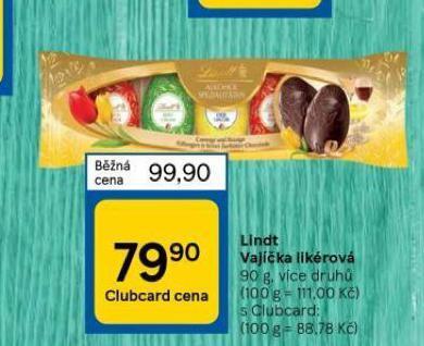 Tesco Lindt vajíčka likérová nabídka