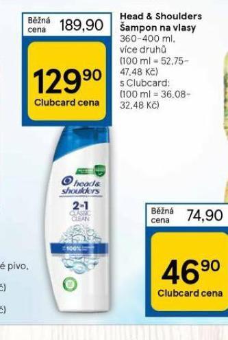 Tesco Head&shoulders šampon nabídka